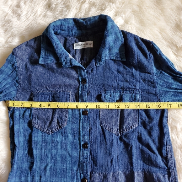 Anthropologie Artisan De Luxe Patchwork Chambray Button Down XS NEVER WORN - Picture 11 of 13